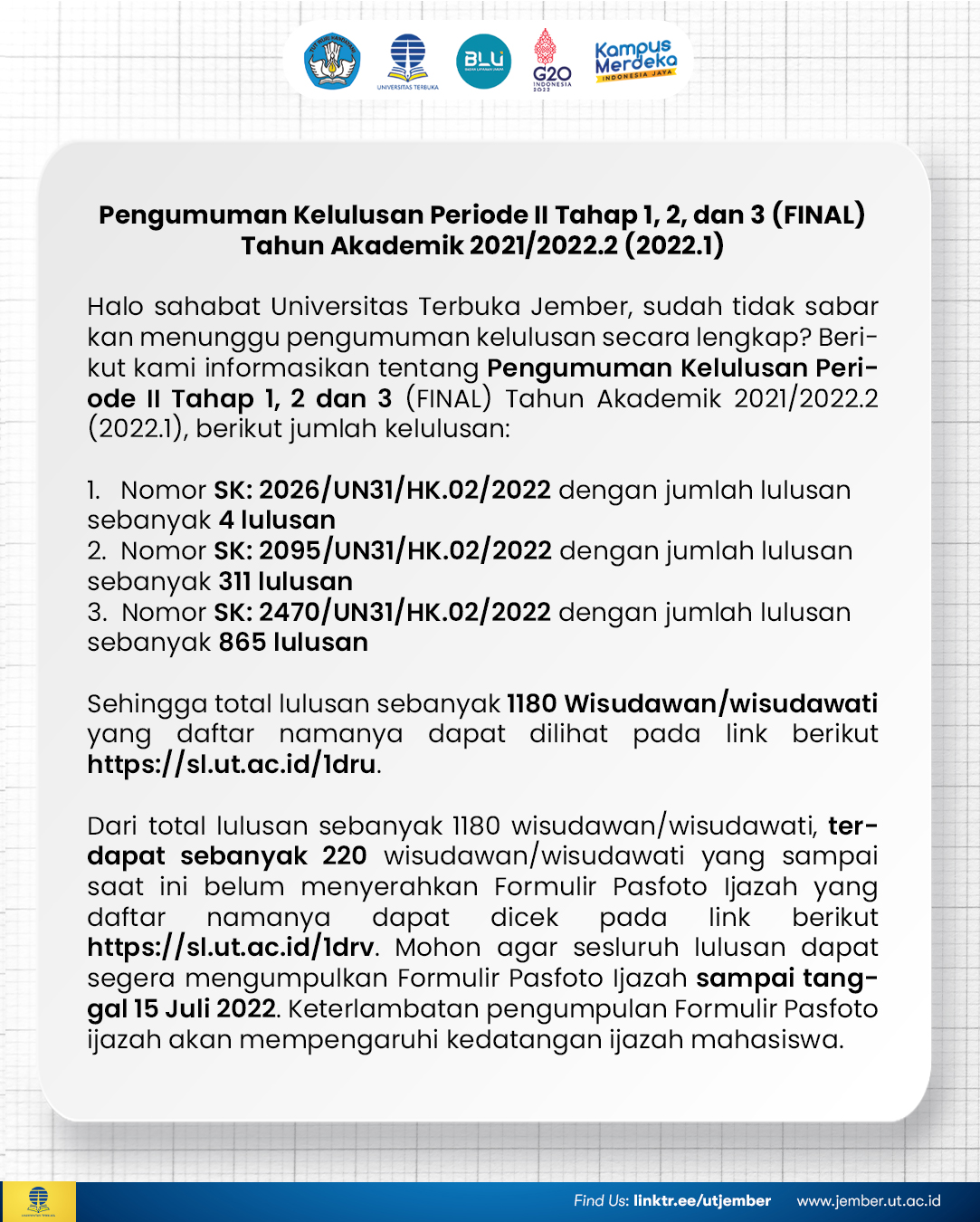 Pengumuman Kelulusan Periode Ii Tahap 1 2 Dan 3 Final Tahun 